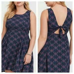 Torrid Dress Navy Medallion Tie-Back 2